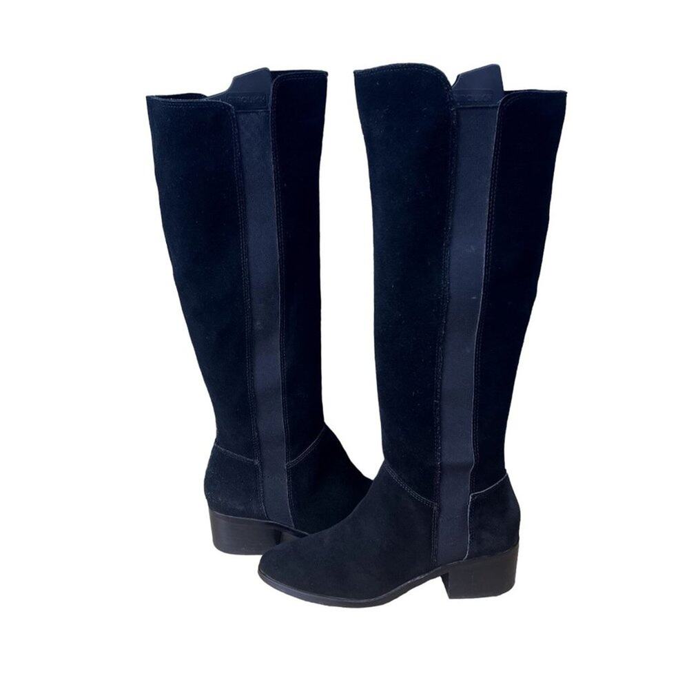 Steve Madden Boots Womens 6.5M Giselle Black Suede Leather Knee High Heeled
